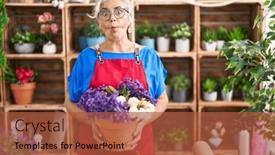  Presentation with hair - Slides featuring middle-age-woman-with-grey and a red colored foreground
