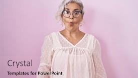  Presentation with hair - PPT theme consisting of middle-age-woman-with-grey and a lemonade colored foreground