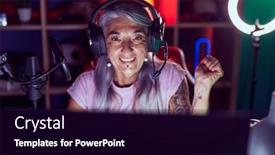  Presentation with video games playing - Slides consisting of middle-age-woman-with-tattoos background and a wine colored foreground