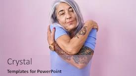  Presentation with self love - Presentation theme consisting of middle-age-woman-with-tattoos background and a lemonade colored foreground