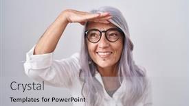  Presentation with glass human head brain - Presentation theme with middle-age-woman-with-tattoos background and a  colored foreground