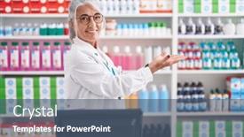  Presentation with woman hands open - PPT theme having middle-age-woman-with-tattoos background and a ocean colored foreground