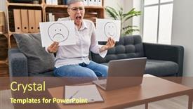  Presentation with happy angry - Presentation theme enhanced with middle-age-woman-working background and a  colored foreground