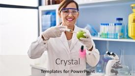  Presentation with food laboratory - PPT layouts featuring middle-age-woman-working background and a light gray colored foreground