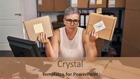  Presentation with simple business - Presentation design having middle-age-woman-working background and a coral colored foreground