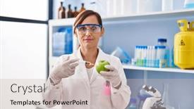  Presentation with simple food - Presentation theme featuring middle-age-woman-working background and a soft green colored foreground