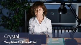  Presentation with lips - Presentation theme enhanced with middle-age-woman-working background and a ocean colored foreground