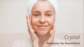  Presentation with aging skin - Slides featuring middle-aged-adult-woman background and a soft green colored foreground