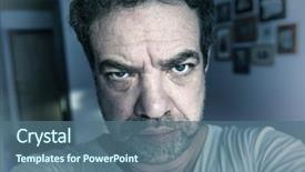  Presentation with middle ages portrait - Slide deck consisting of unkempt - middle-aged angry man selfies lomo background and a ocean colored foreground