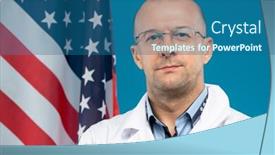  Presentation with stars stripes - Slide set having middle-aged-bald-clinician background and a ocean colored foreground