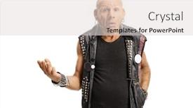  Presentation with punk - PPT layouts enhanced with middle-aged-bald-punk-making background and a light gray colored foreground