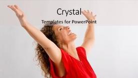  Presentation with aged - Cool new PPT theme with middle aged brunette with arms backdrop and a lemonade colored foreground