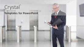  Presentation with elevators - Slide set consisting of middle-aged-businessman background and a light gray colored foreground