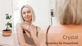  Presentation with mirror reflection - PPT layouts with middle-aged-caucasian-woman-enjoys background and a  colored foreground