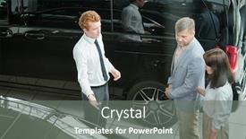  Presentation with car sales - Presentation theme with middle-aged-consumers-in-smart background and a gray colored foreground