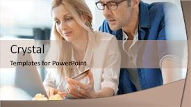  Presentation with internet - Amazing slide set having middle-aged couple at home backdrop and a  colored foreground