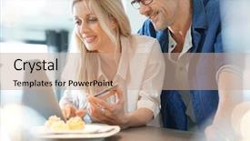  Presentation with internet of things home automation - Presentation theme having middle-aged couple at home background and a  colored foreground