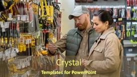  Presentation with aged - Amazing presentation design having middle-aged-couple-choosing-handtools backdrop and a tawny brown colored foreground