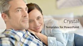  Presentation with relaxing - PPT theme with middle-aged-couple-relaxing background and a coral colored foreground