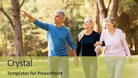  Presentation with rain forest walk way - Audience pleasing slide set consisting of middle aged couple taking elder backdrop and a yellow colored foreground