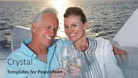  Presentation with toasting - PPT theme with middle-aged-couple-toasting background and a light blue colored foreground