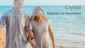  Presentation with sharing - Amazing presentation theme having middle-aged-couple-walking-together backdrop and a light blue colored foreground