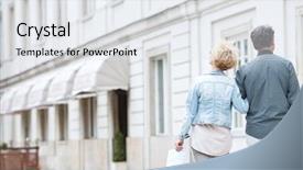  Presentation with aged - Presentation theme with middle-aged couple walking background and a white colored foreground