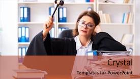  Presentation with middle ages portrait - PPT layouts consisting of middle-aged female doctor working background and a red colored foreground