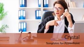  Presentation with middle ages portrait - Amazing slide set having middle-aged female doctor working backdrop and a red colored foreground