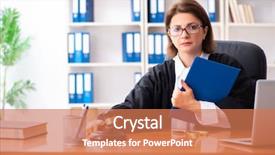  Presentation with middle ages portrait - Audience pleasing presentation theme consisting of middle-aged female doctor working backdrop and a coral colored foreground