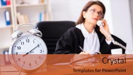  Presentation with middle ages portrait - Presentation theme consisting of middle-aged female doctor working background and a red colored foreground