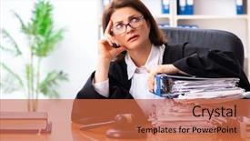  Presentation with middle ages portrait - Amazing PPT theme having middle-aged female doctor working backdrop and a red colored foreground