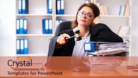  Presentation with middle ages - Beautiful slide deck featuring middle-aged female doctor working backdrop and a red colored foreground