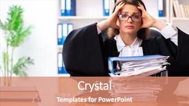  Presentation with middle ages portrait - Slide deck having middle-aged female doctor working background and a coral colored foreground