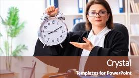  Presentation with female doctor - Audience pleasing PPT theme consisting of middle-aged female doctor working backdrop and a tawny brown colored foreground