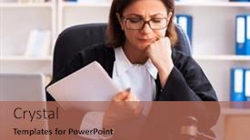  Presentation with aged - Slide deck enhanced with middle-aged-female-doctor-working background and a coral colored foreground