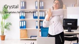  Presentation with exercises - Slide set featuring middle-aged female employee doing background and a lemonade colored foreground