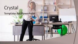  Presentation with exercise kids kid doing fitness - Beautiful theme featuring middle-aged female employee doing backdrop and a soft green colored foreground