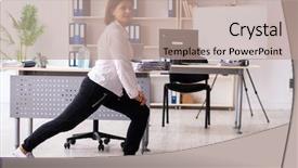  Presentation with exercise kids kid doing fitness - Colorful slide deck enhanced with middle-aged female employee doing backdrop and a coral colored foreground