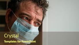  Presentation with medical concept - Cool new slide deck with middle-aged-flu-patient-man backdrop and a tawny brown colored foreground