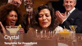  Presentation with aged - Audience pleasing theme consisting of middle aged friends celebrating birthday backdrop and a tawny brown colored foreground