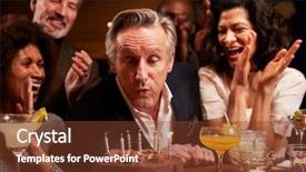  Presentation with aged - Beautiful presentation theme featuring middle aged friends celebrating birthday backdrop and a tawny brown colored foreground