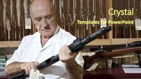  Presentation with middle ages - PPT theme featuring middle-aged gun shop merchant background and a  colored foreground