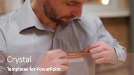  Presentation with aged - Presentation design having middle-aged-male-patient background and a coral colored foreground