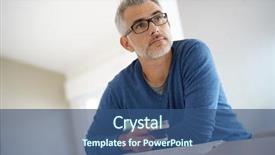  Presentation with old newspaper - Slide deck consisting of middle-aged man at home background and a ocean colored foreground