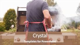  Presentation with stone age food - Cool new slides with middle aged man burning food backdrop and a coral colored foreground