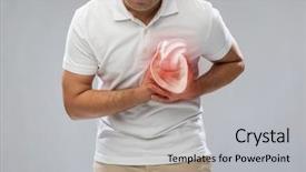  Presentation with heart attack - Presentation design having middle-aged man having heart background and a light gray colored foreground