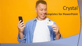  Presentation with middle ages portrait - Slide set consisting of middle aged man holding mobile background and a  colored foreground