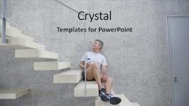  Presentation with middle ages portrait - Theme having middle aged man holding water background and a light gray colored foreground