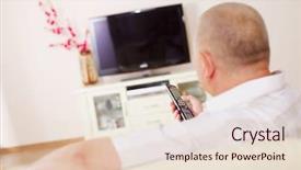  Presentation with free aging at home - PPT theme featuring middle aged man in home background and a lemonade colored foreground